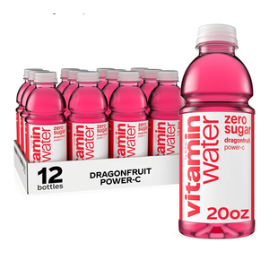 vitaminwater zero sugar power-c, electrolyte enhanced water w/vitamins, dragonfruit drinks, 20 fl oz (Pack of 12), BBD 08/14/2025