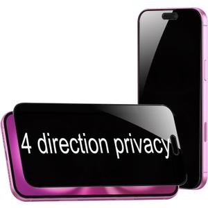 2 Pack 360 Degree Privacy Tempered Glass for iPhone 15 Plus/iPhone 16 Plus Anti-Spy 4 Directions Screen Protector 4 Sides Film 6.7 inch