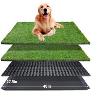 Dog Grass Pad with Tray,40''X27.5''Large Artificial Turf Grass Potty,XL Reusable 3-Layer Dogs Pee Potty Grass Pads, Easy to Clean Portable Dog Litter Box for Indoor/Outdoor Potty Training Toilet