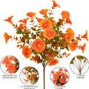 Lnoicy Artificial Fall Mums 12 Bundles Eucalyptus Fake Flowers for Planter,Fake Morning Glory for Halloween Home/Porch/Garden Decoration (Fall Orange)