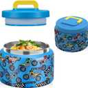 JXXM 8 Oz Thermo Food Jar for Hot & Cold Food for Kids, Insulated Lunch Containers Hot Food Jar,Leak-Proof Vacuum Stainless Steel Wide Mouth Lunch Soup Thermo for School (BLUE-Locomotive)