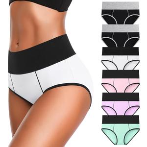 Eiggam Underwear for Women Cotton High Waist Panties Full Coverage Briefs Soft Strech Ladies Breathable Panties-Multi Pack 6 Pack XL