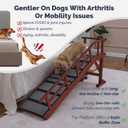 Dog Ramp for Bed or Couch, Wooden Pet Ramp with 20 Gentle Slope, Removable Side Rails, Non-Slip Surface, Top Platform & Wheels, Safe Bed Ramp for Small, Large & Senior Dogs, 60" Long, Mahogany