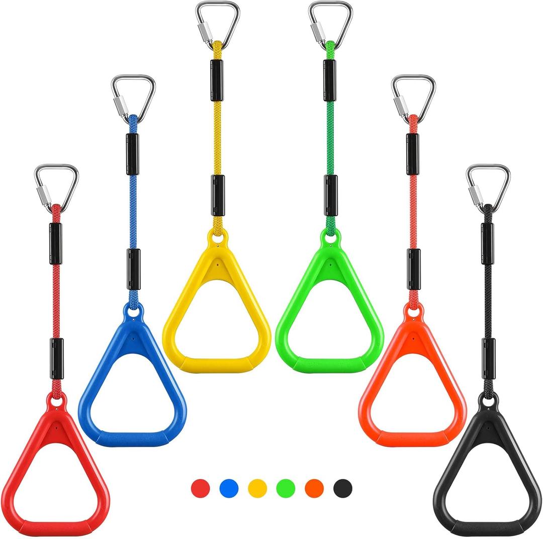 PELLOR Gymnastic Ring, Ninja Rings, Monkey Bars Adjustable Children's Home Gym Equipment, Pull Up Rings Sets for Workout Bodyweight Fitness Training (6 Color)