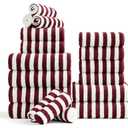 18-Piece Microfiber Bath Towels Set - 6 Bath Sheet, 6 Hand Towels, 6 Washcloths, Soft, Highly Absorbent Bathroom Towel, Quick Dry & Less Lint Shower towel for Bathroom, Hotel, Spa, Dorm-Burgundy