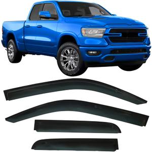 2019-2025 Tape-On Rain Guards for Dodge RAM 1500 Quad cab only Side Window Visor Deflectors Durable Tinted Shades 2019 2020 2021 2022 2023 2024