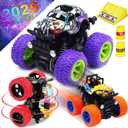 CozyBomB Monster Trucks Toys for Boys - Friction Powered 3-Pack Mini Push and Go Car Truck Playset for Boys Girls Toddler Aged 3 4 5 Year Old Gifts for Kids Birthday Christmas (Purple Red Orange)