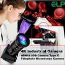 ELP 4K HDMI USB Camera Manual Zoom Webcam Dual Output Telephoto Camera for Computer TV Projector 5-50mm 10X Zoom Camera Mini Lightburn Camera Industrial USB Security Camera for Laptop Pi Jetson Nano