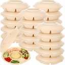 20 Pcs Disposable Divided Plates with 6 Deep Compartments 11 Inch Compostable Serving Tray with Lid Round Large Taco Chips Fruits Veggie Plates for Party Buffet