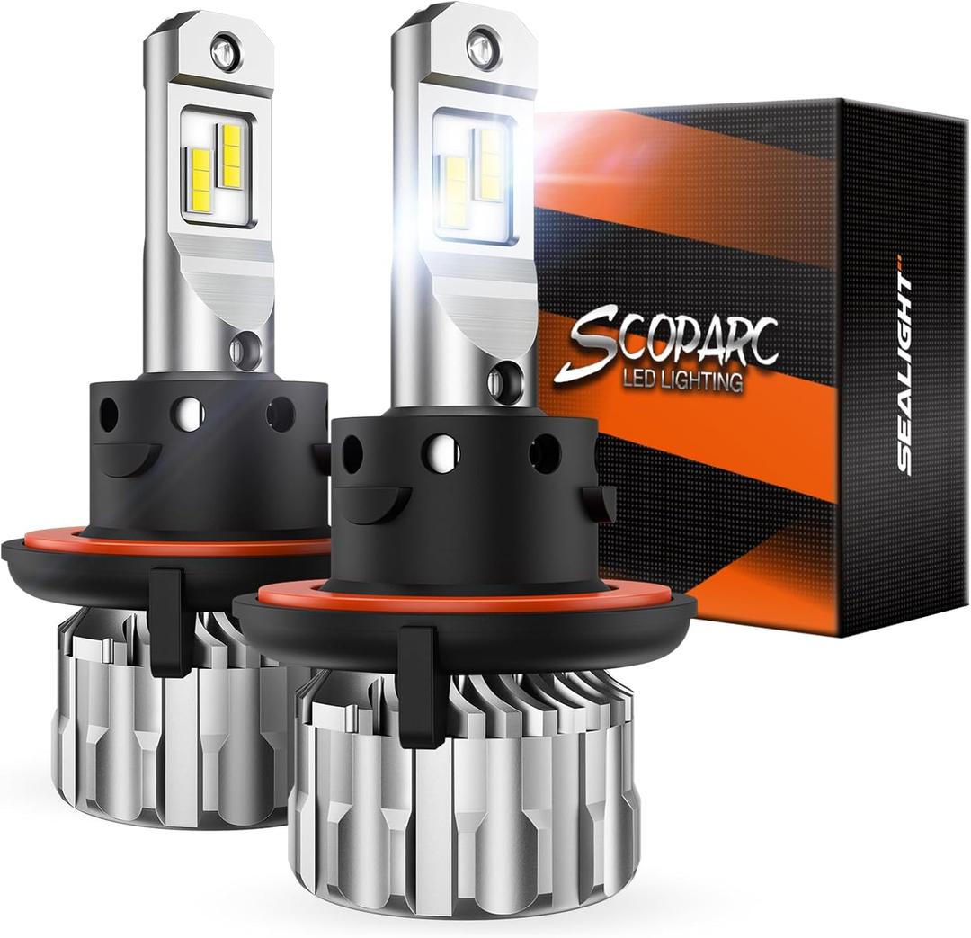 SEALIGHT 9008 H13 Bulbs, 46000LM 800% Ultra-Bright H13 Drving Lights, 6500K White 9008 Off-Road Use or Marker Light Assemblies with 15000RPM Cooling Fan, Real Plug-N-Play, Pack of 2