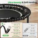 BCAN BT2 450/550LBS Mini Rebounder Trampoline for Adults with Bar, Fitness Trampoline with Bungees, Adjustable Handle, Stable & Quiet, Indoor Outdoor, Whole-Body Workout & Relaxation at Home- 48IN
