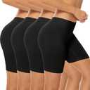 POKARLA 4 Pack Women's Cotton Underwear Boxer Shorts Anti Chafing Bike Shorts Boyshorts Panties Regular & Plus Size (XX-Large, Black-4pack)