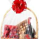 PureGuard 10 PCS Clear Cellophane Bags, Large Plastic Cellophane Gift Bags 24x30 Inch Cellophane Wrap for Gift Baskets with Twist Ties for Wedding Birthday Christmas Party Favor