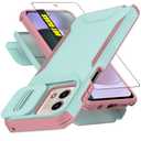 AWZHYDT for Motorola G Stylus 5G 2023 Case with 1 HD Screen Protector & Slide Camera Cover[Military-Grade]Phone Case Heavy Duty Rugged Shockproof Protective Cover for Moto G Stylus 5G 2023(Cyan/Pink)
