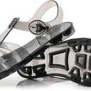 Toddler Sandals Jelly Shoes Girls Unisex Boy Flat Retro Slides Clear Kids Water Slippers Slingback Summer Beach Size 8 Adjustable Buckle Glitter Dress Soft (Black)