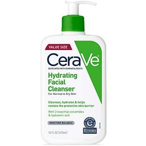 CeraVe Hydrating Facial Cleanser, Moisturizing Face Wash For Dry Skin, Hyaluronic Acid + Ceramides + Glycerin, Hydrating Cleanser For Normal To Dry Skin, National Eczema Association Certified 01/04