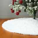 Sattiyrch Faux Fur Christmas Tree Skirt 59",White Xmas Decorations for 10ft-12ft Christmas Tree (White, 59in)