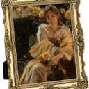 Rletecpro 8x10 Vintage Picture Frame with Real Glass Cover, Ornate Antique Photo Frame, Display 8x10 Picture for Tabletop or Wall Hanging, Gold Home Decor for Gallery Art
