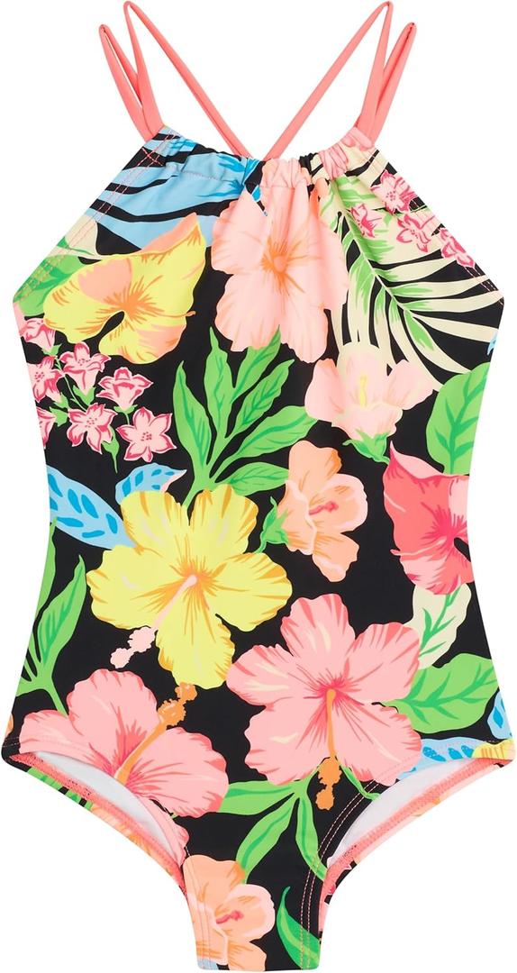 Kanu Surf Girls Jasmine Beach Sport Halter One Piece Swimsuit (2T, Darcy Multi)
