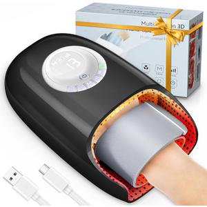 Hand Massager with Heat and Compression, Hand Massage for Arthritis and Carpal Tunnel Relief, 6 Modes Pressure Point Therapy, Blowing Wrist Massager, Finger & Palm Kneading, Gifts for Mom Dad