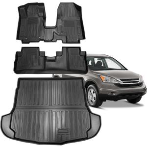 Vanseno Floor Mats and Cargo Liner Fit for Honda CRV CR-V 2007 2008 2009 2010 2011 LX SE EX EX-L Floor Liner Trunk Mat Rubber Protection Mats for Honda CRV 2007-2011 Accessories, Floor Mat+Rear Trunk Mat