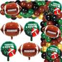 Football Party Balloon Garland Kit, 104 Pcs Black Gold Green Brown Balloons Arch Football Shaped Foil Balloons for Football Theme Party Super Sunday Touchdown Party Decoration