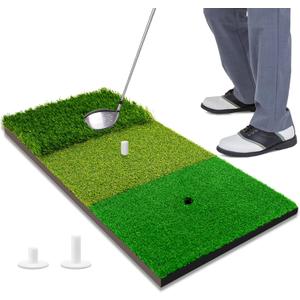 Portable & Foldable Golf Practice Mat – Dual-Turf Golf Hitting Mat for Indoor & Outdoor Swing and Chipping – Fairway & Rough Turf Golf Training Mat for Backyard and Home