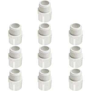 1/2" PVC Pipe Fitting Adapter Connector Union Coupling Schedule 40 (Slip Socket x NPT Male Pipe Thread), Pack of 10