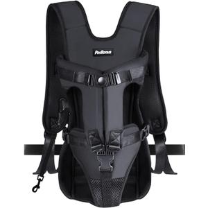 PetBonus Pet Front Dog Carrier Backpacks, Adjustable Pet Backpack, Legs Out Easy-fit Puppy Chest Carrier for Medium Small Dogs, Hands Free for Hiking, Cycling (Black, L)
