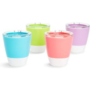 Munchkin Splash Open Toddler Cups with Training Lids, 7 Ounce, Multicolored, 4 Pack (Blue/Green/Pink/Purple)