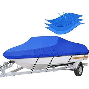 iCOVER Trailerable Boat Cover- 23'-24' Heavy Duty Waterproof Tarp Covers with Storage Bag, Fits V-Hull, Fish&Ski, Pro-Style, Fishing, Runabout, Bass Boats, up to 23ft-24ft Long and 102" Wide