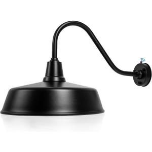 21 inch Barn Lights Outdoor Gooseneck Lighting, Dusk to Dawn Black Exterior Barn Lights, Farmhouse Wall Lighting Fixtures with Sensor for Porch Garage (1, 21" Diameter)