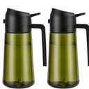 Aovdy Olive Oil Sprayer for Cooking, 2 In 1 Glass Oil Dispenser 16oz- 470ml Premium Spray Bottle for Kitchen Gadgets and Air Fryer Accessories, Salad, BBQ - 2PCS Dark Green