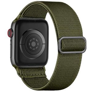 Pack Of 3 Maledan Stretchy Nylon Compatible with Apple Watch Band 49mm 45mm 44mm 42mm 41mm 40mm 38mm Women Men, Soft Elastic Braided Sports for Apple Watch Ultra 2 Band Series 10 Se 9 8 7 6 5 4 3 2 1, GreenArmy