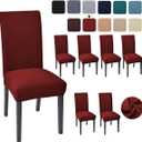 Aertiavty Chair Covers for Dining Room 6 Pack Kitchen Chair Seat Covers, Dining Room Chair Covers Chair Slipcover Parsons Chair Covers, Burgundy Red