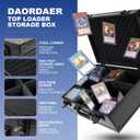 Toploader Storage Box for 3 x 4 35pt Rigid Cards,Trading Card Case with Key Lock for Sports Cards Holds 600+ Toploaders or 135+ Magnetic Holders with 40pcs Labels and 6 Foam