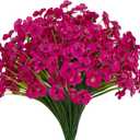 15 Bundles Artificial Flowers UV Resistant Outdoor Plants No Fade Faux Plastic Shrubs Fake Silk Flowers Window Box Garden Porch Home Decoration(Fuchsia)