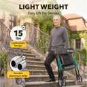 Walkers for Seniors with Seat W20A, 15 lbs Lightweight Rollator | Aluminum, 350 lbs Heavy-Duty, Smooth 8 Widened Wheels, Foldable, Dual Height Adjustment, Thickened Ergonomic Seat & Backrest