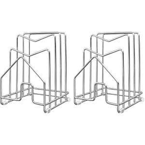 2 Pack Pot Lid Organizer Cutting Board Holder Inside Cabinet 304 Stainless Steel Pots and Pan Organizer Under Cabinet Pot Cover Cookie Sheet Bakeware Serving Tray Cooling Rack Stand Kitchen Countertop