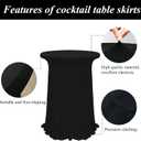 4Pack Black Cocktail Tablecloth 32"x 43" Table Skirt Spandex Stretch Round Cocktail Table Cover with Wavy Drapes Fitted High Top Covers for Wedding Party Banquet