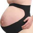 Momcozy Pregnancy Belly Band, CozySupport Ergonest Maternity Belly Band, Invisible Pregnancy Belt for Back, Abdomen, Waist (Medium, Black)