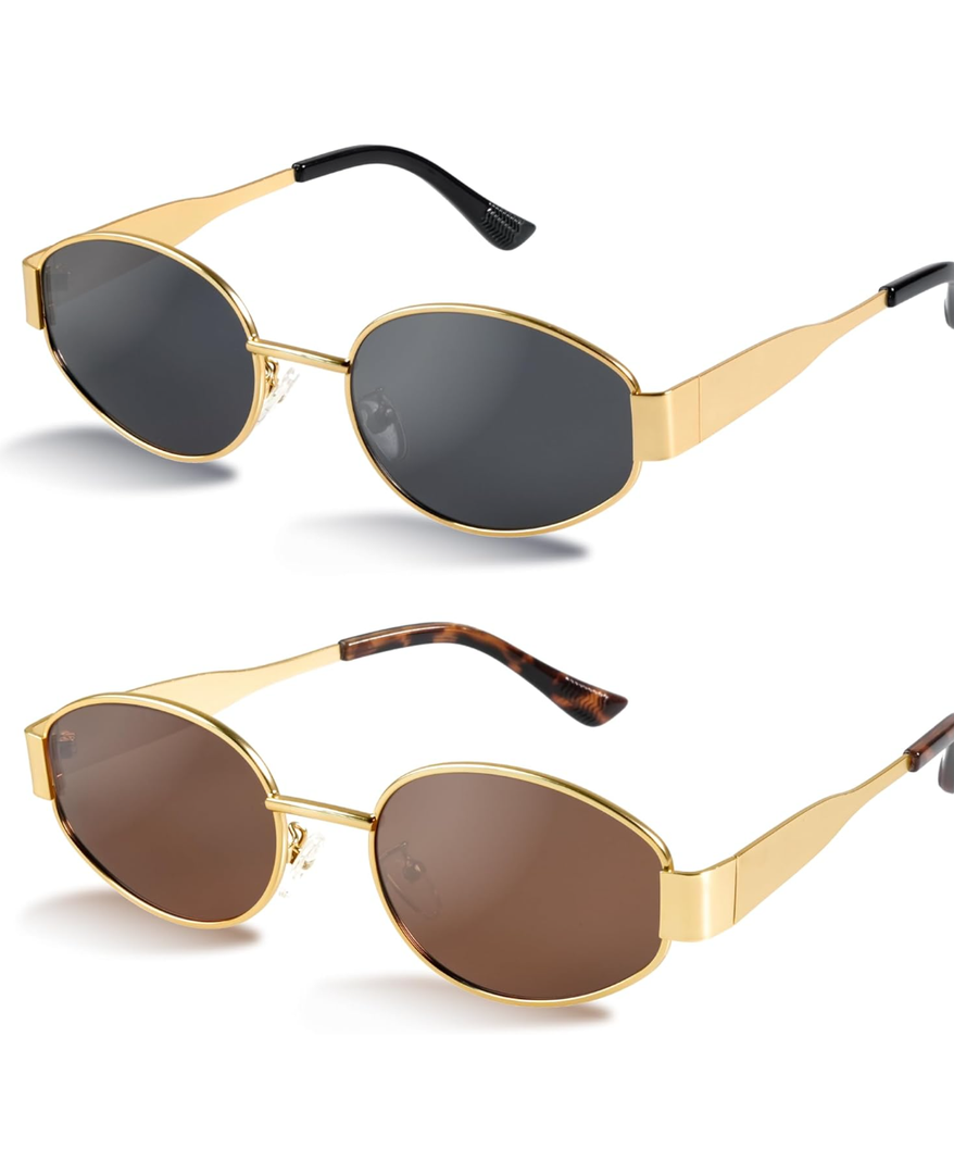 livho 2025 Trendy Oval Sunglasses - Stylish Polarized Shades for Everyday - Retro Metal Frames