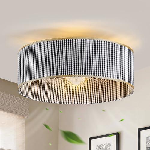 20" Boho Ceiling Fans with Lights and Remote Control Flush Mount Fandelier Ceiling Fan with Light , Enclosed Low Profile Caged Ceiling Fan for Bedroom,Living Room,Kitchen,Foyer (6 Speeds,Timing)