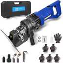 1300W Electric Hydraulic Hole Puncher, Electric Hydraulic Hole Punch for Metal Fast 2-3 Sec, Portable Steel Hole Punch with Dies 1/4" 3/8" 1/2" 11/16" 4/5" for Angle Iron Steel Aluminum Copper Plate