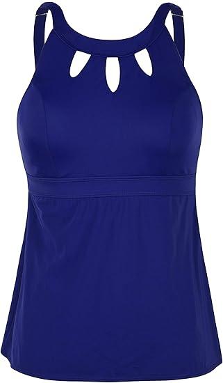 Septangle Women's Halter High Neck Tankini Top Key Hole Bathing Suit Medium