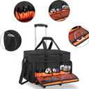 Trunab Rolling DJ Cable File Bag with Hard Padded Bottom,Detachable Dividers and Dolly,Travel Gig Bag for Professional DJ Gear, Musical Instrument and Accessories