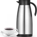 50 Oz Insulated Coffee Carafe, Stainless Steel and Double Walled Vacuum Thermal Coffee Carafe Pot for Keeping Hot, Coffee & Tea For 12 Hours Heat Retention, Silver