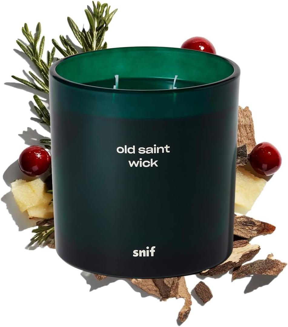 Old Saint Wick Scented Holiday Candle by Snif, Woody, Aromatic, Fir Scent, 50+ Hours, 100% Cotton Fiber Wicks, Soy Wax Blend, Non-Toxic, Vegan, 8.5 Oz