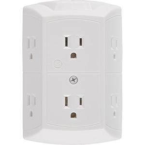 GE 6-Outlet Extender, 2 Pack, Grounded Wall Tap, Adapter Spaced Outlets, 3-Prong Outlet Splitter, Multiple Plug, Quick and Easy Install, Cruise Essentials, UL Listed, White, 40222