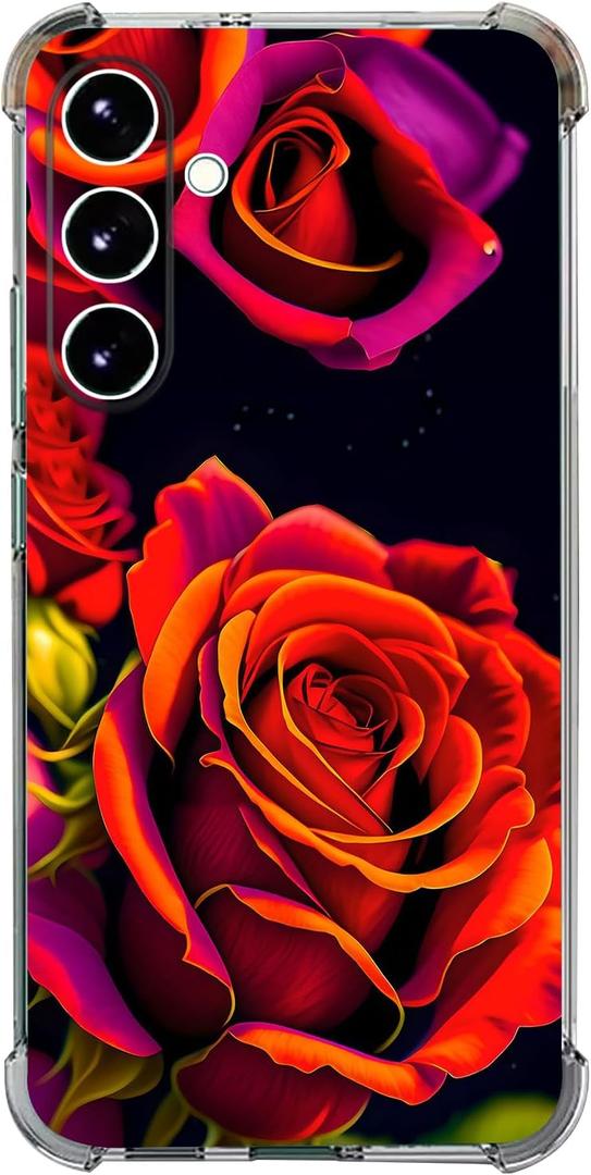Case for Galaxy A36 5G,Beautiful Rose Drop Protection Shockproof Case TPU Full Body Protective Scratch-Resistant Cover for Samsung Galaxy A36 5G